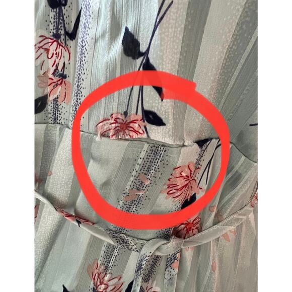 ASTR the label Women's Josie One Cold Shoulder Ruffle Floral Satin Wrap Dress - Picture 6 of 11